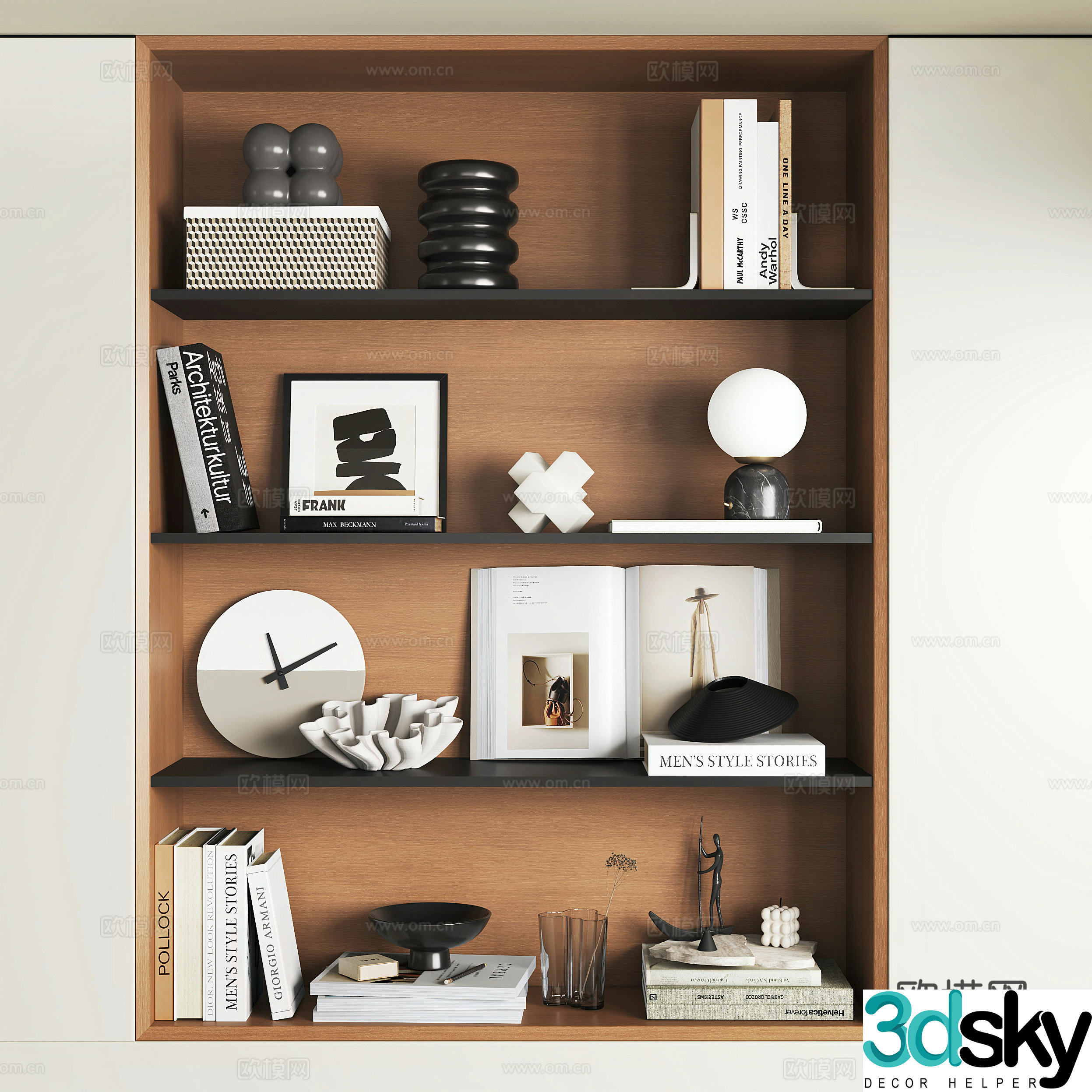 Modern style ornaments combination Art ornaments Statue ornaments Book ornaments Watch ornaments Table 3D model