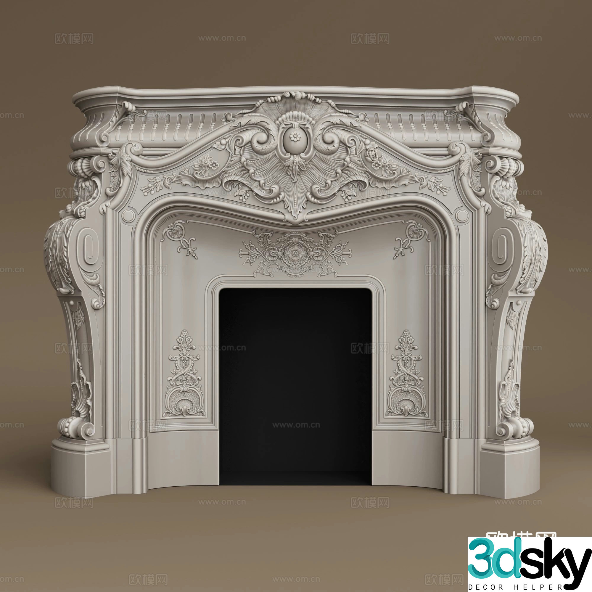 French carved fireplace 3d model