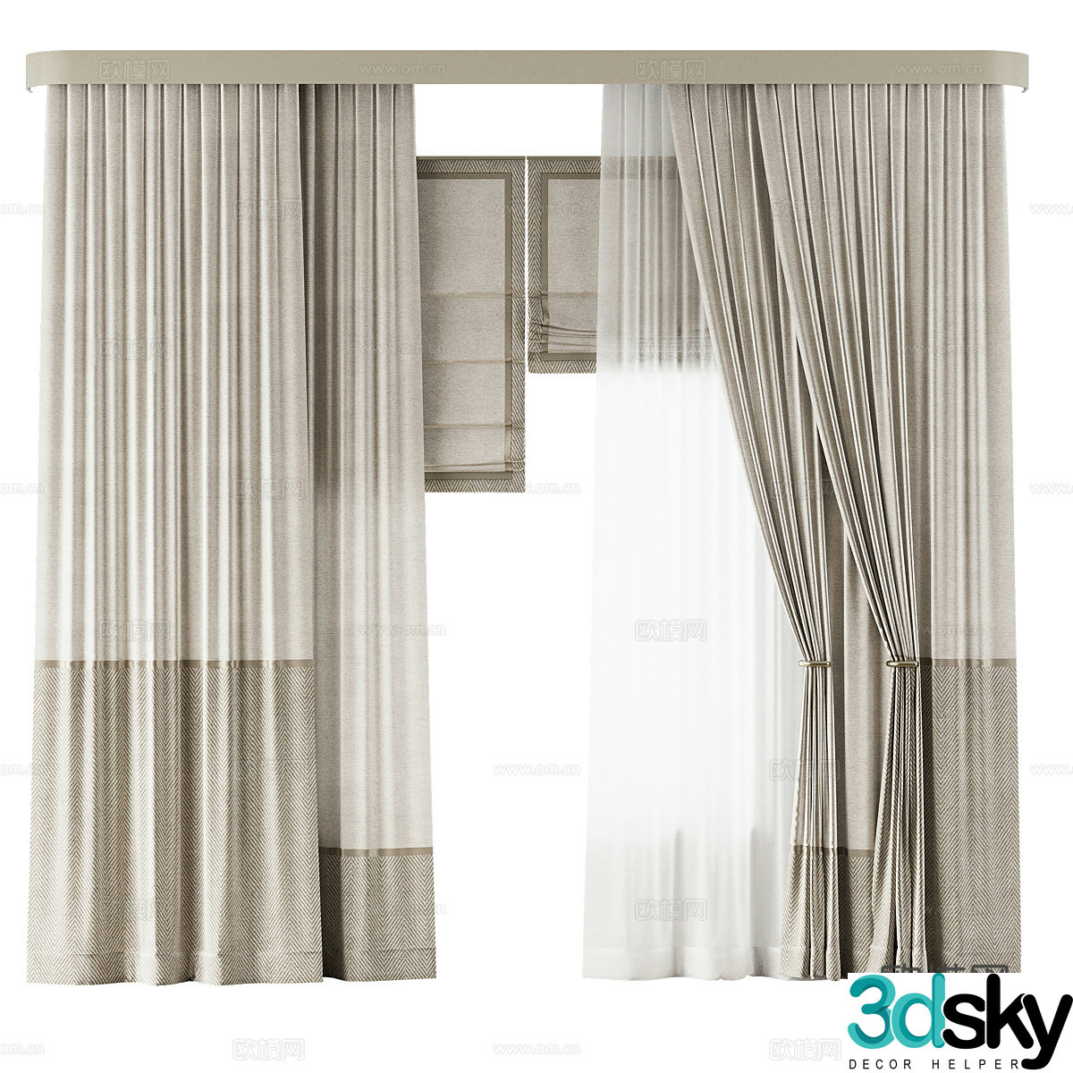 New Chinese curtain 3D model