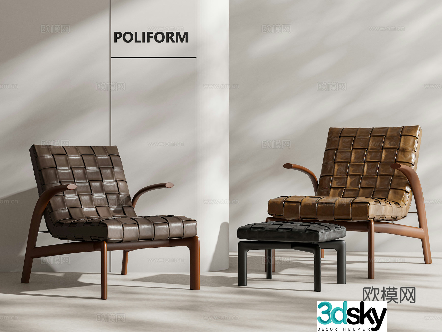 Chinese armrest leisure chair wabi-sabi style leisure chair leisure chair combination light luxury single chair leather chair 3D model