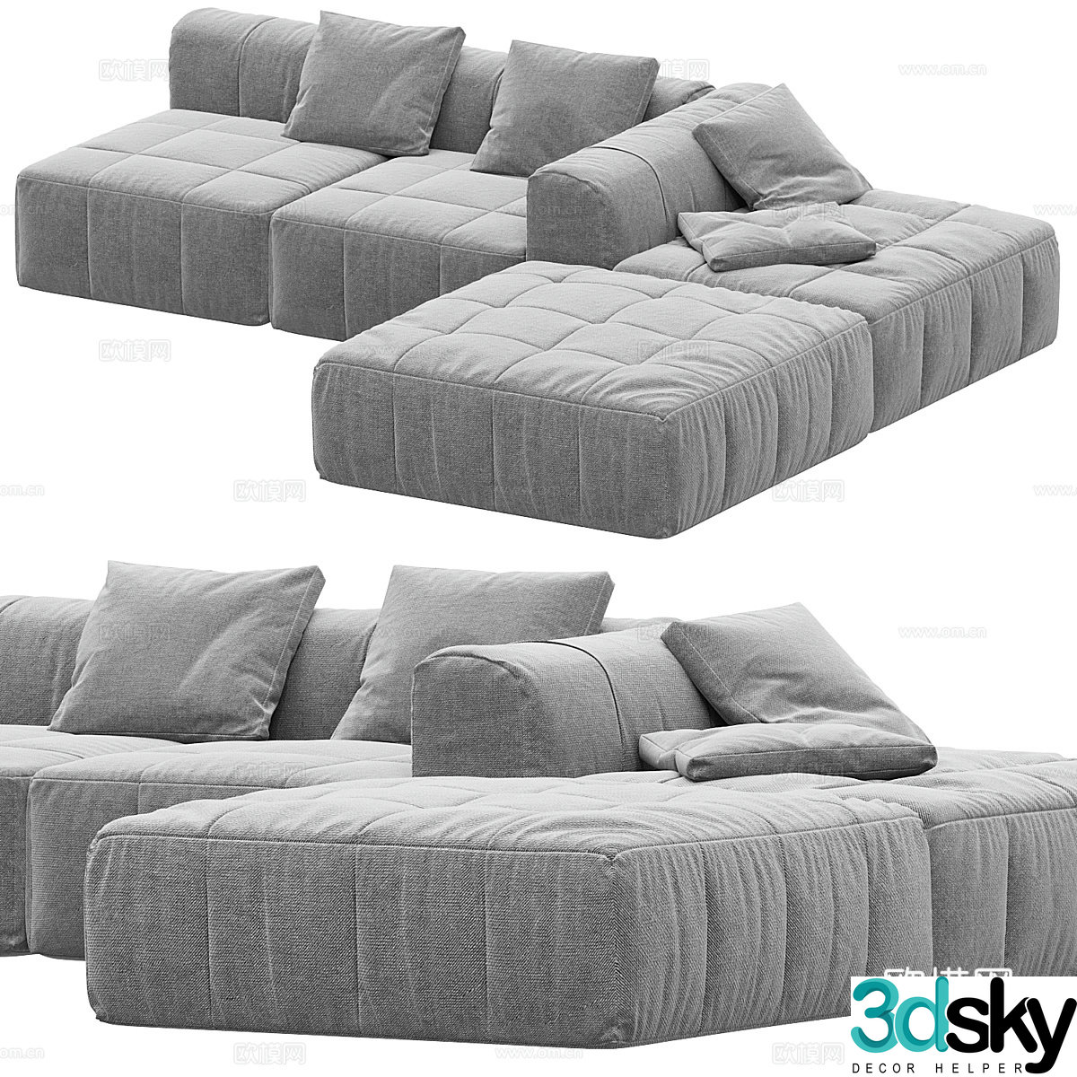 Modern fabric corner sofa 3d model