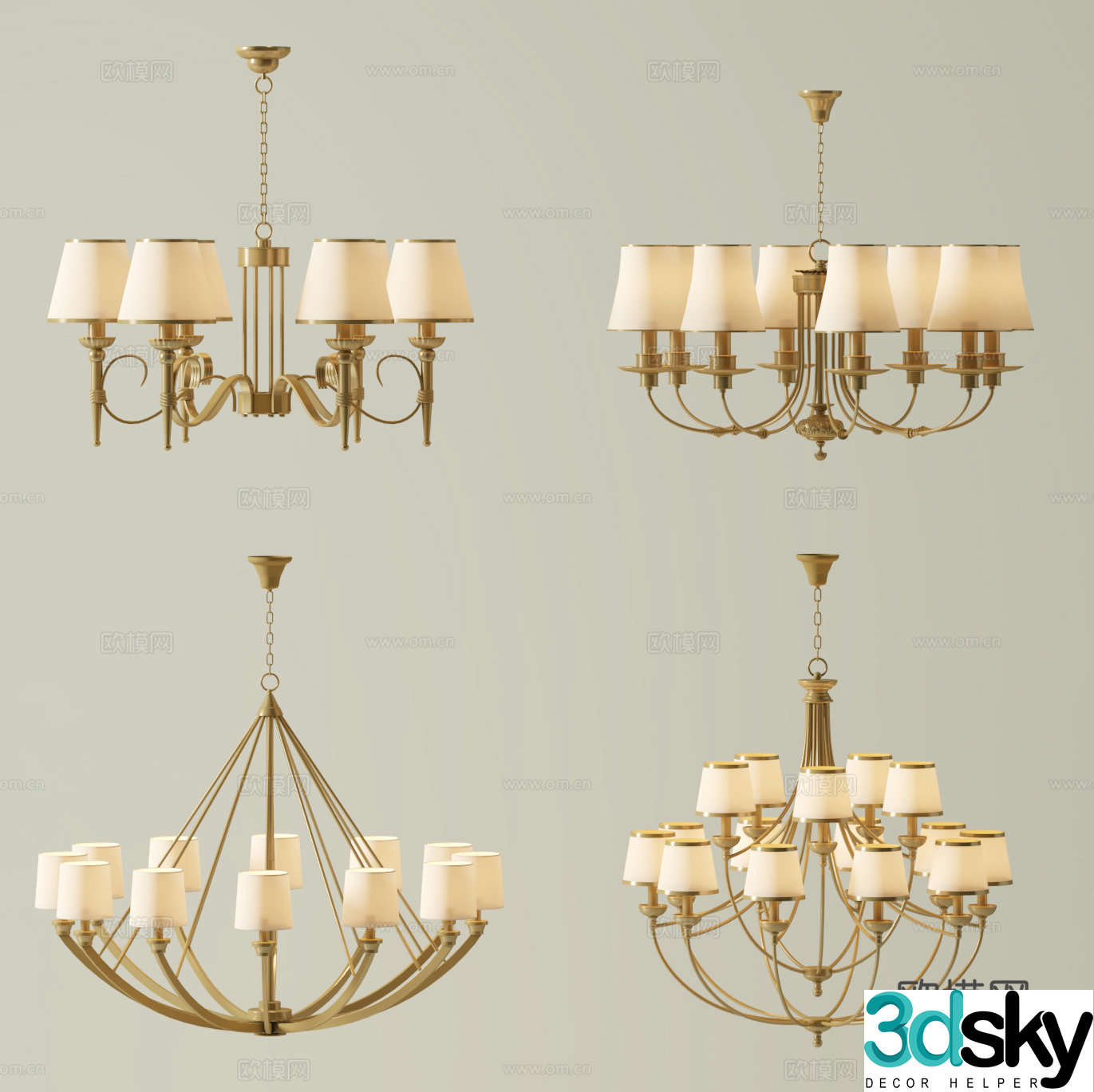 American chandelier decorative lamp 3d model