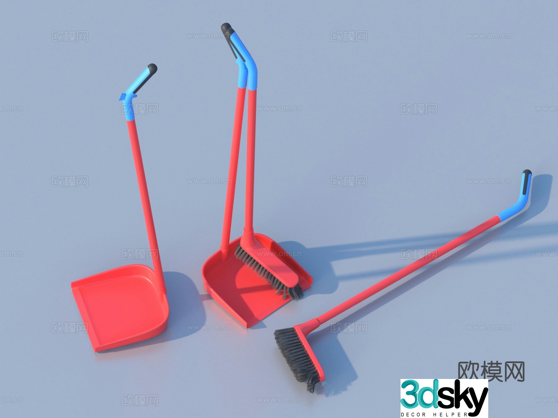 Dustpan broom broom cleaning supplies 3d model