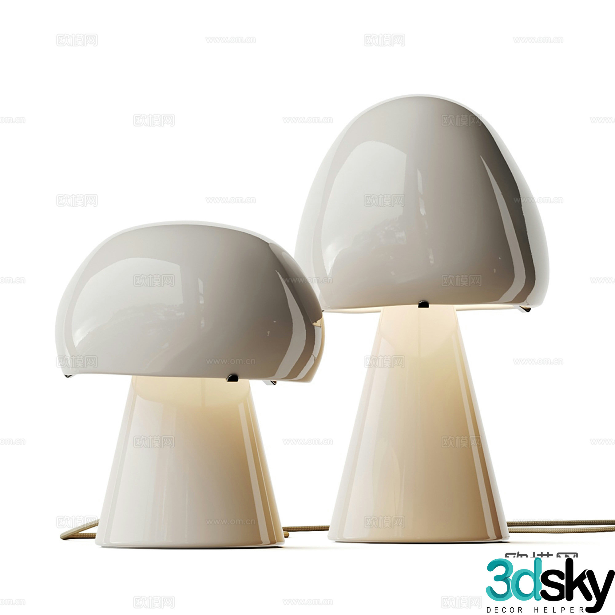 Modern mushroom head lamp collection 3d model
