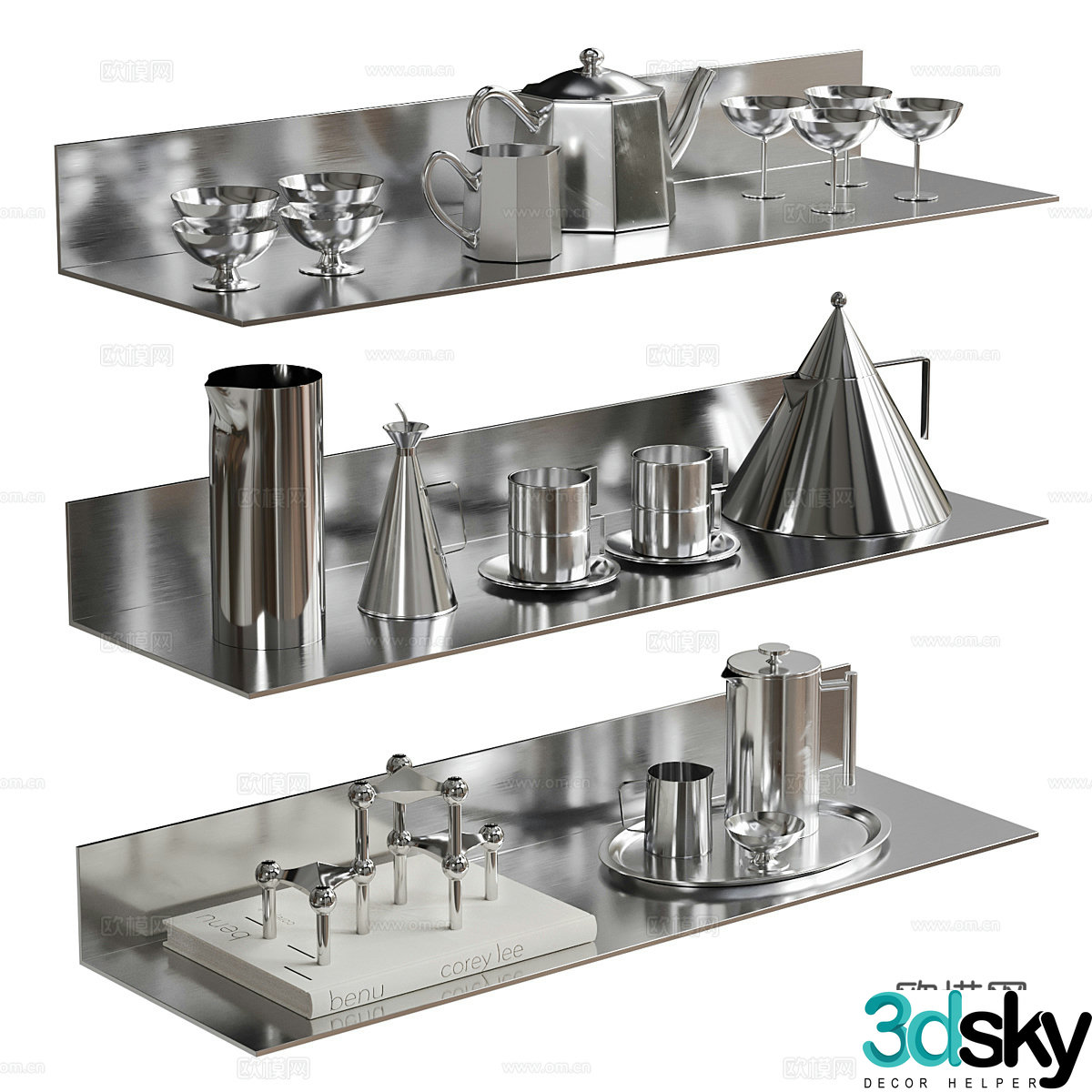 Modern stainless steel kitchen appliance 3D model