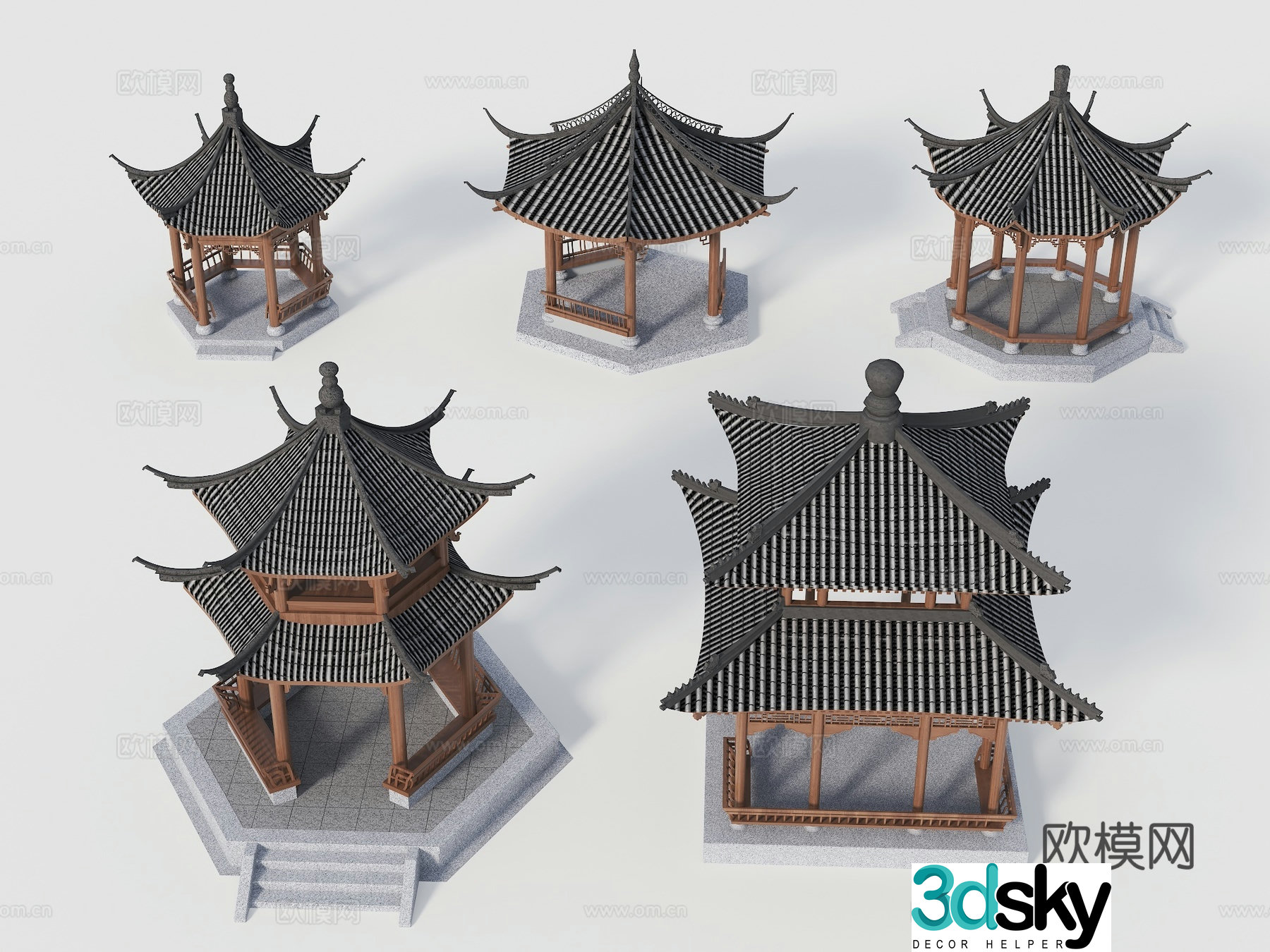 Chinese style pavilion ancient pavilion double-story pavilion two-story pavilion landscape pavilion garden pavilion Su 3D model