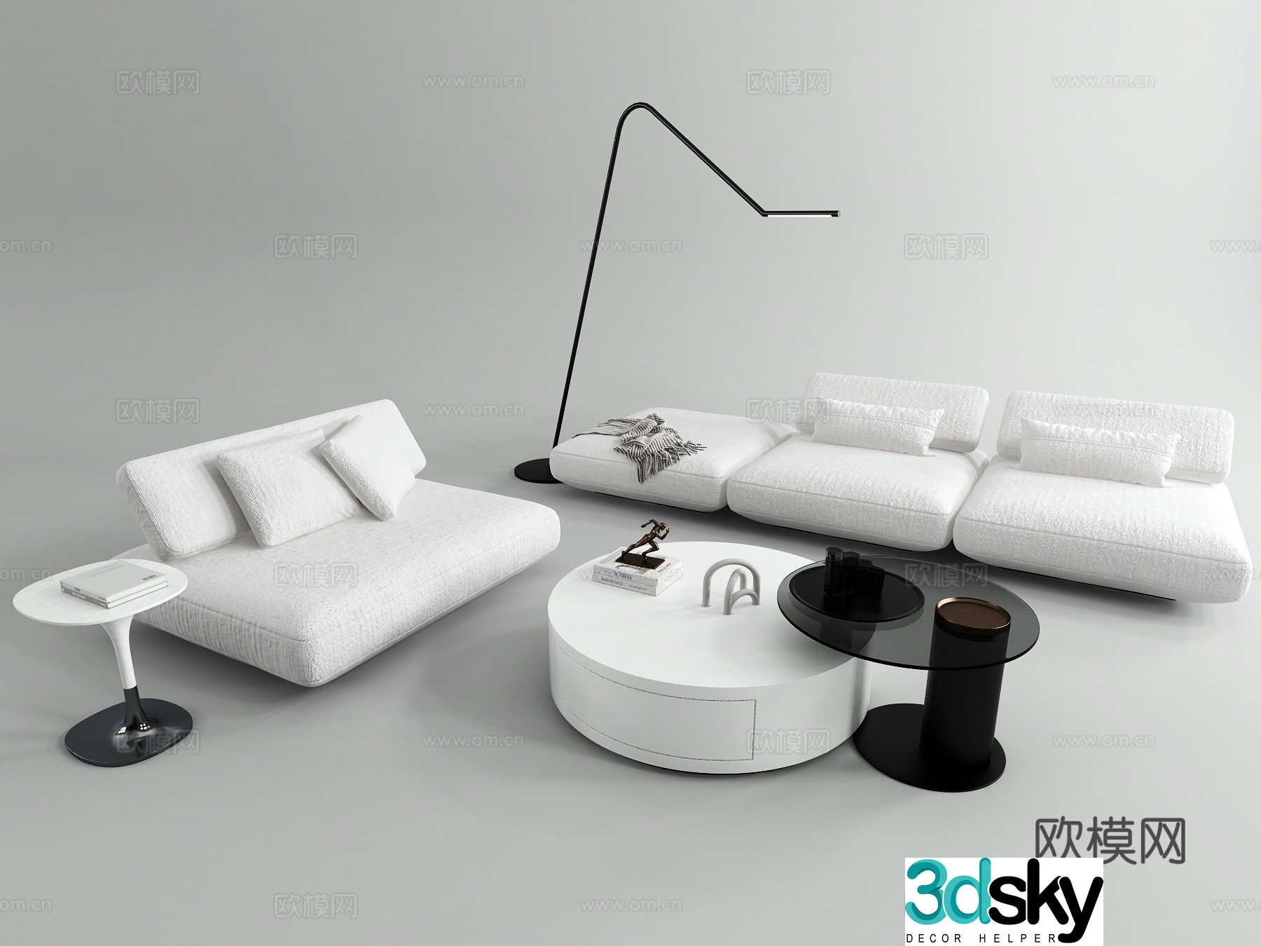 Modern minimalist sofa coffee table 3d model