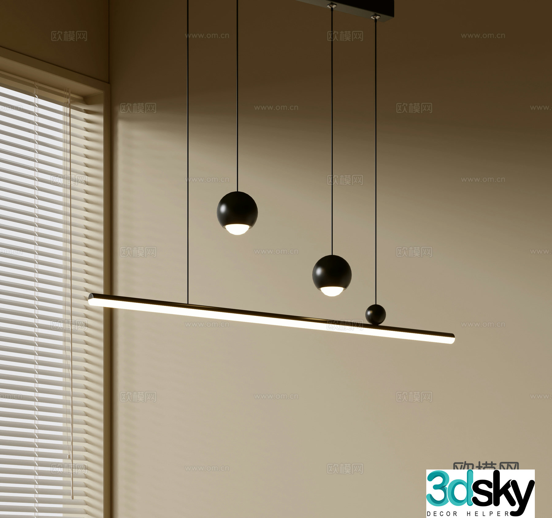 Modern simple chandeliers Nordic style chandeliers Mediterranean style chandeliers Study lamp combination Restaurant lamp 3D model