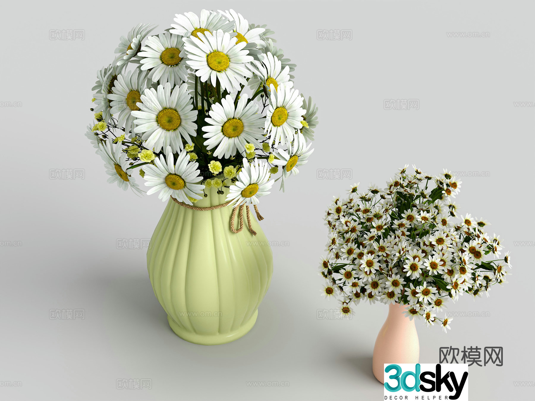 Flower vase Creamy style flowers Desktop decoration ornament Maternal chrysanthemum white chrysanthemum 3d model