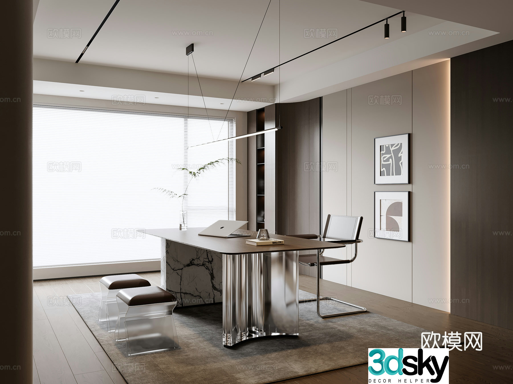 Modern Italian home study 3D model
