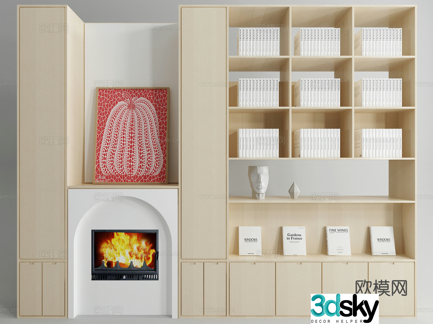 Modern decorative cabinet electronic fireplace 3d model