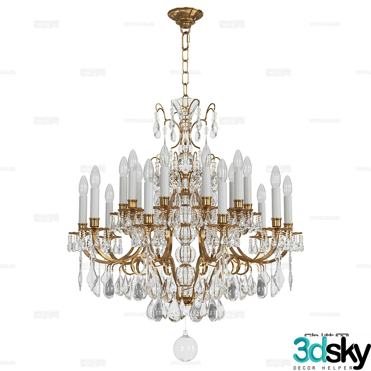 European crystal chandelier 3d model