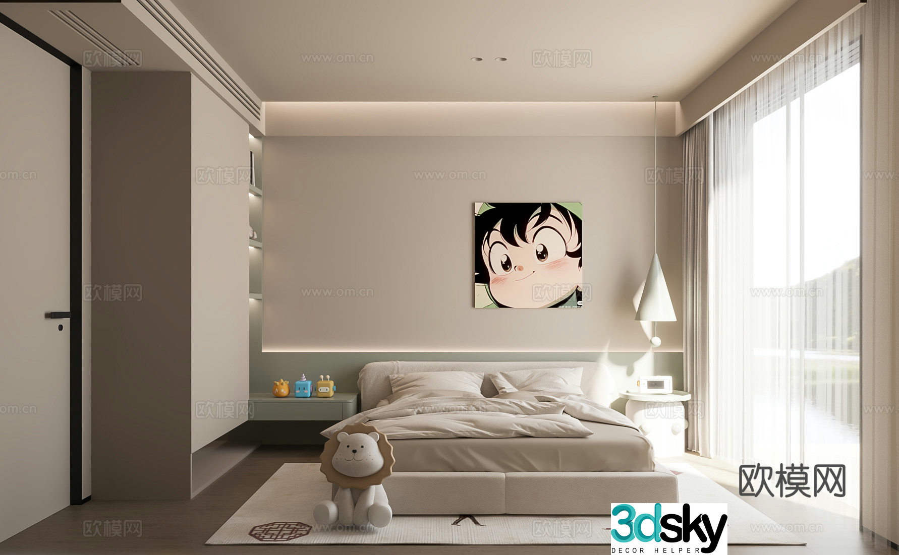 Modern children’s room Girls room Kids room 3d model