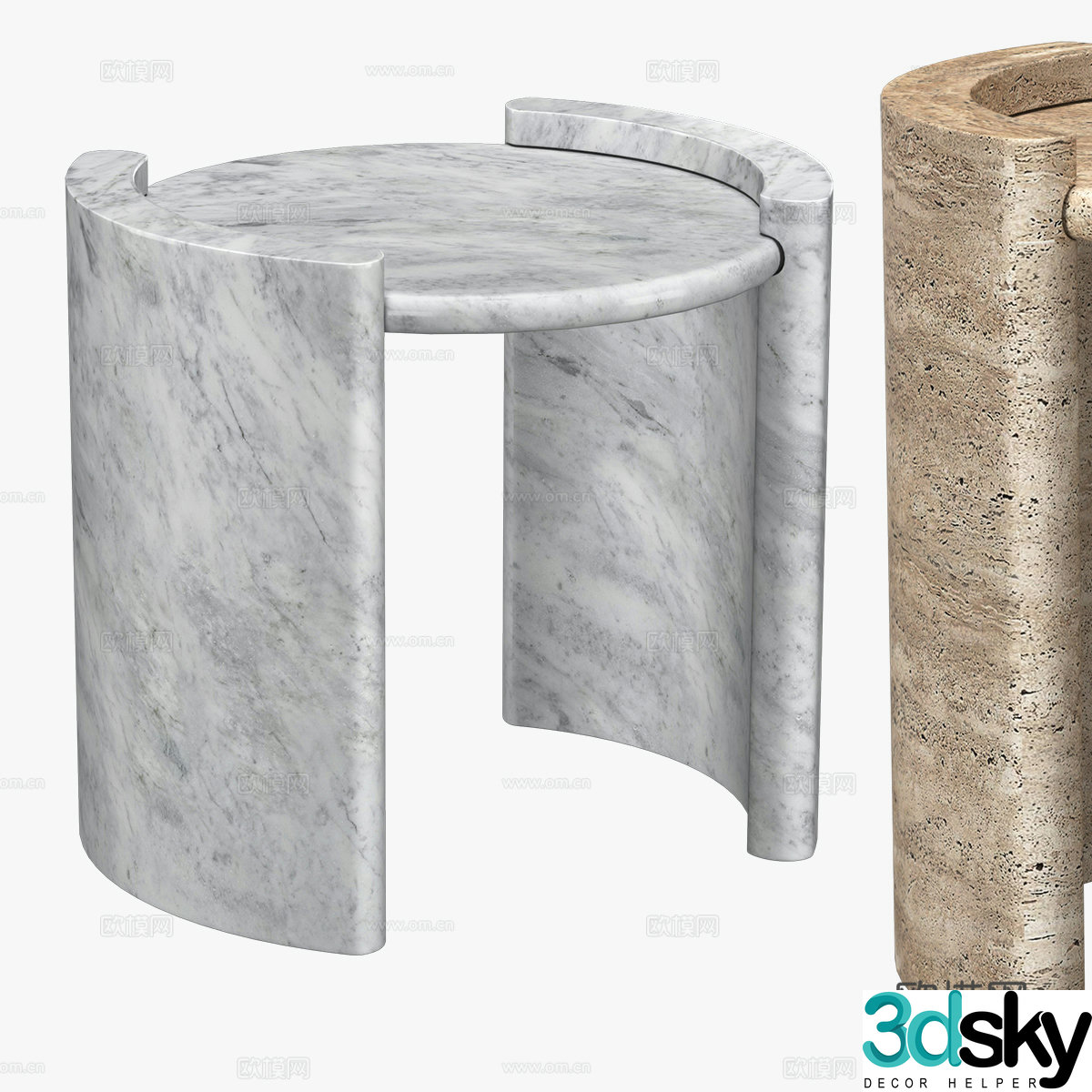 New Chinese marble side table 3D model