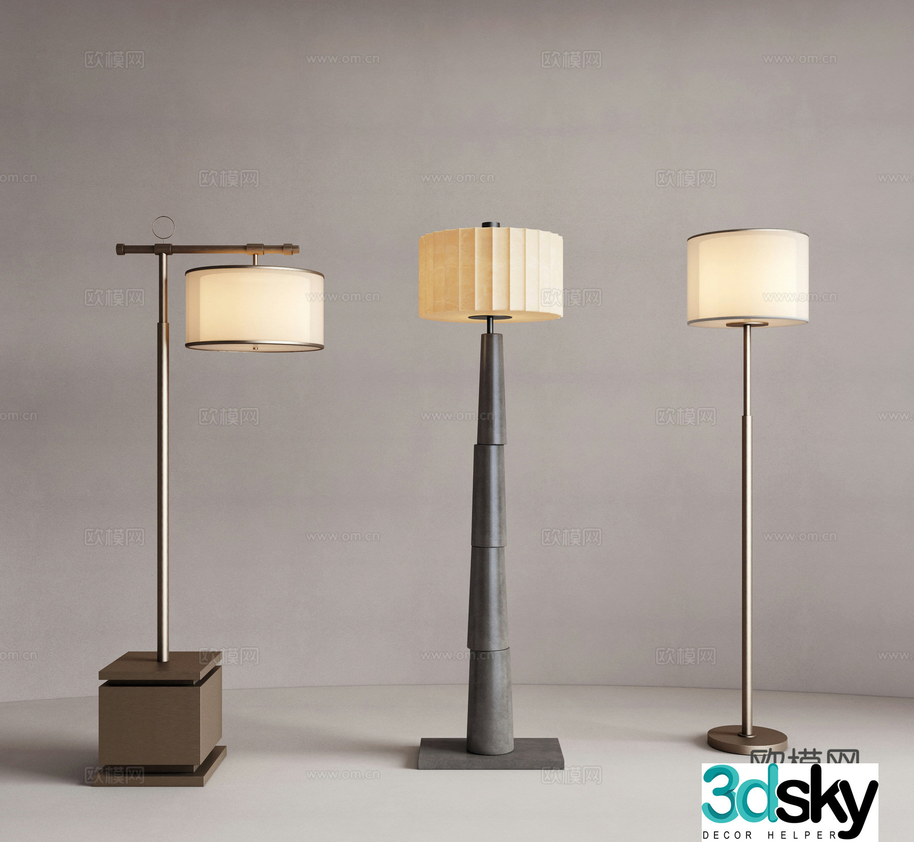New Chinese style floor lamp fishing lamp Zen floor lamp 3d model
