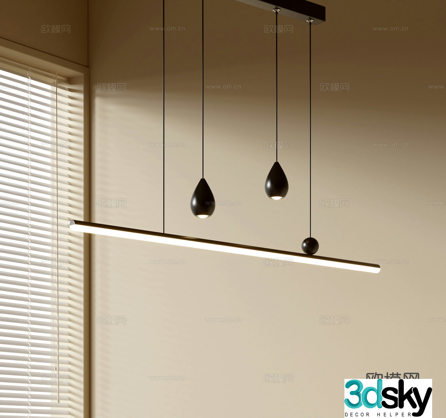 Modern simple chandeliers Nordic style chandeliers Mediterranean style chandeliers Study lamp combination Restaurant lamp 3D model