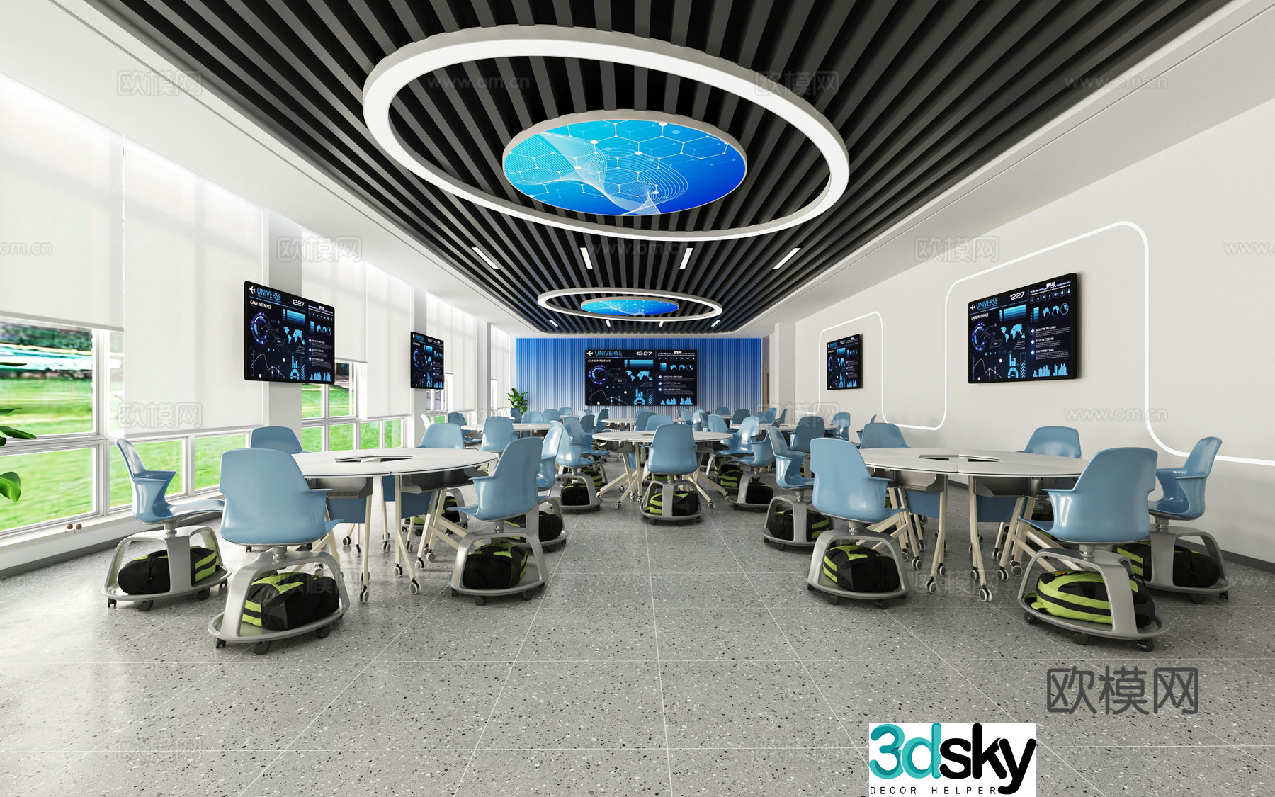 Modern smart classroom discussion room 3D model