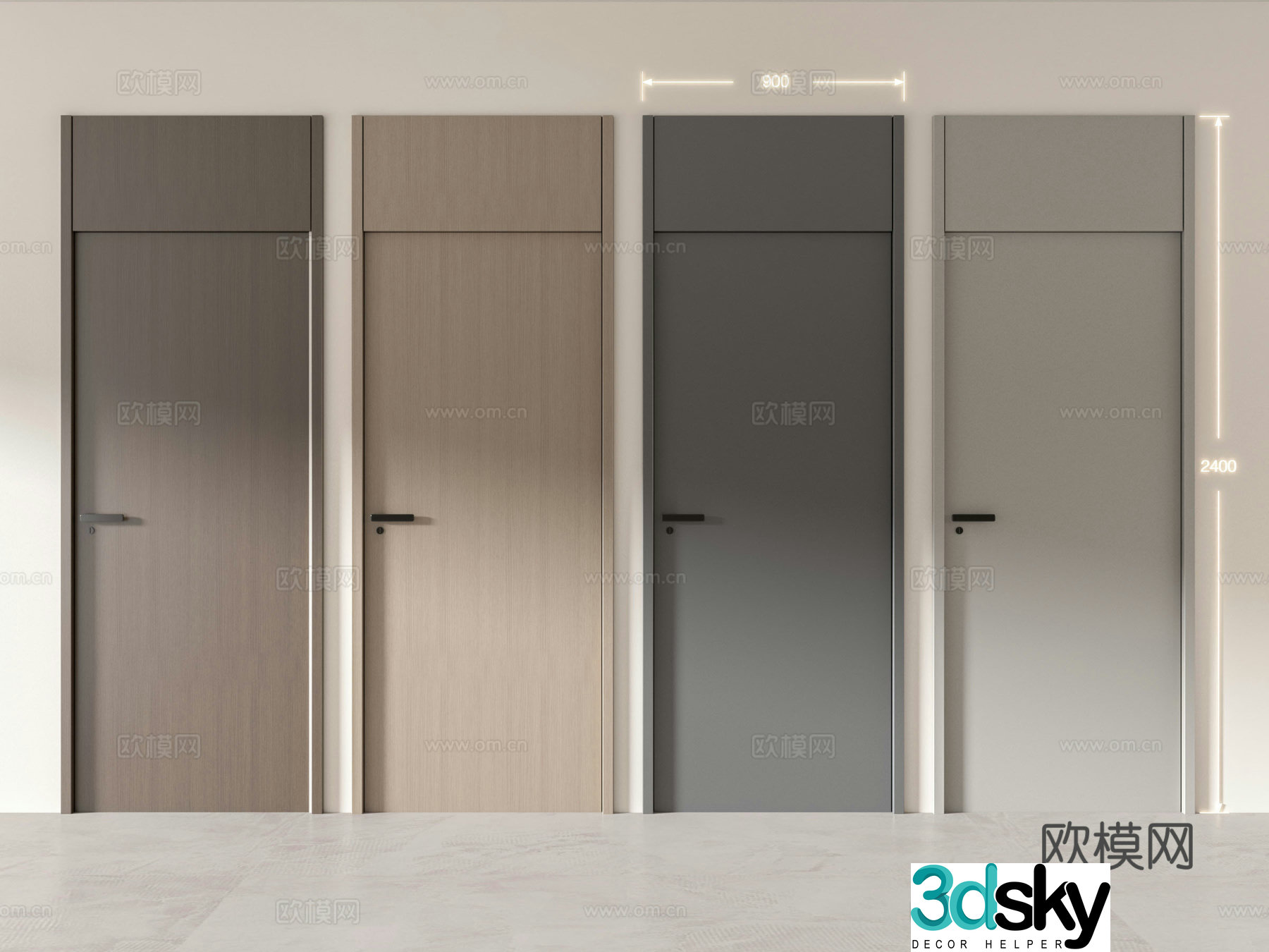Modern single-open door wooden door open ceiling door bedroom door minimalist door 3D model