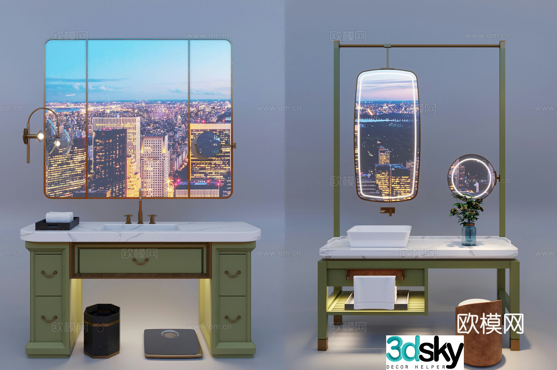 Hotel room bathroom cabinet 3d model