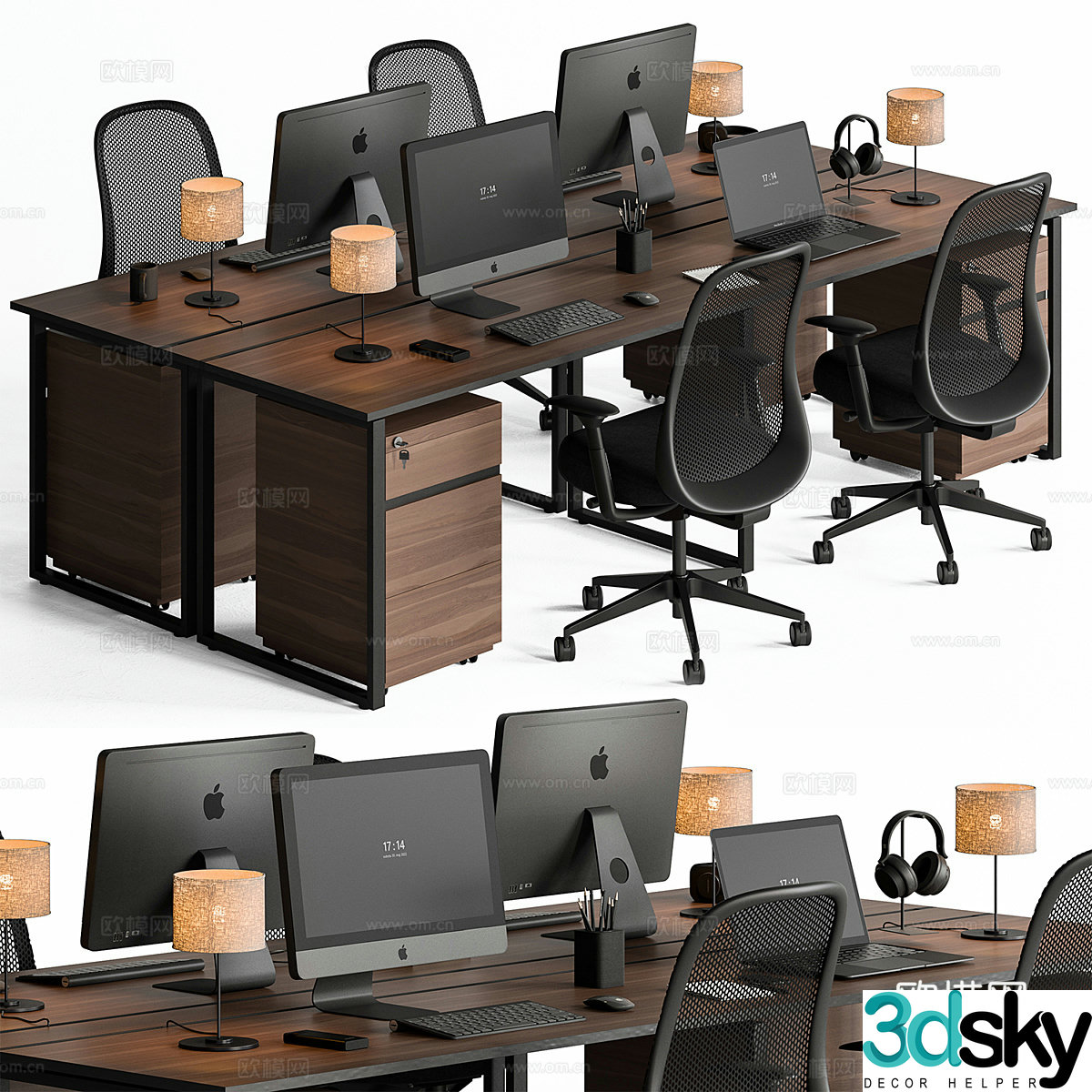 New Chinese style office desk chair 3D model