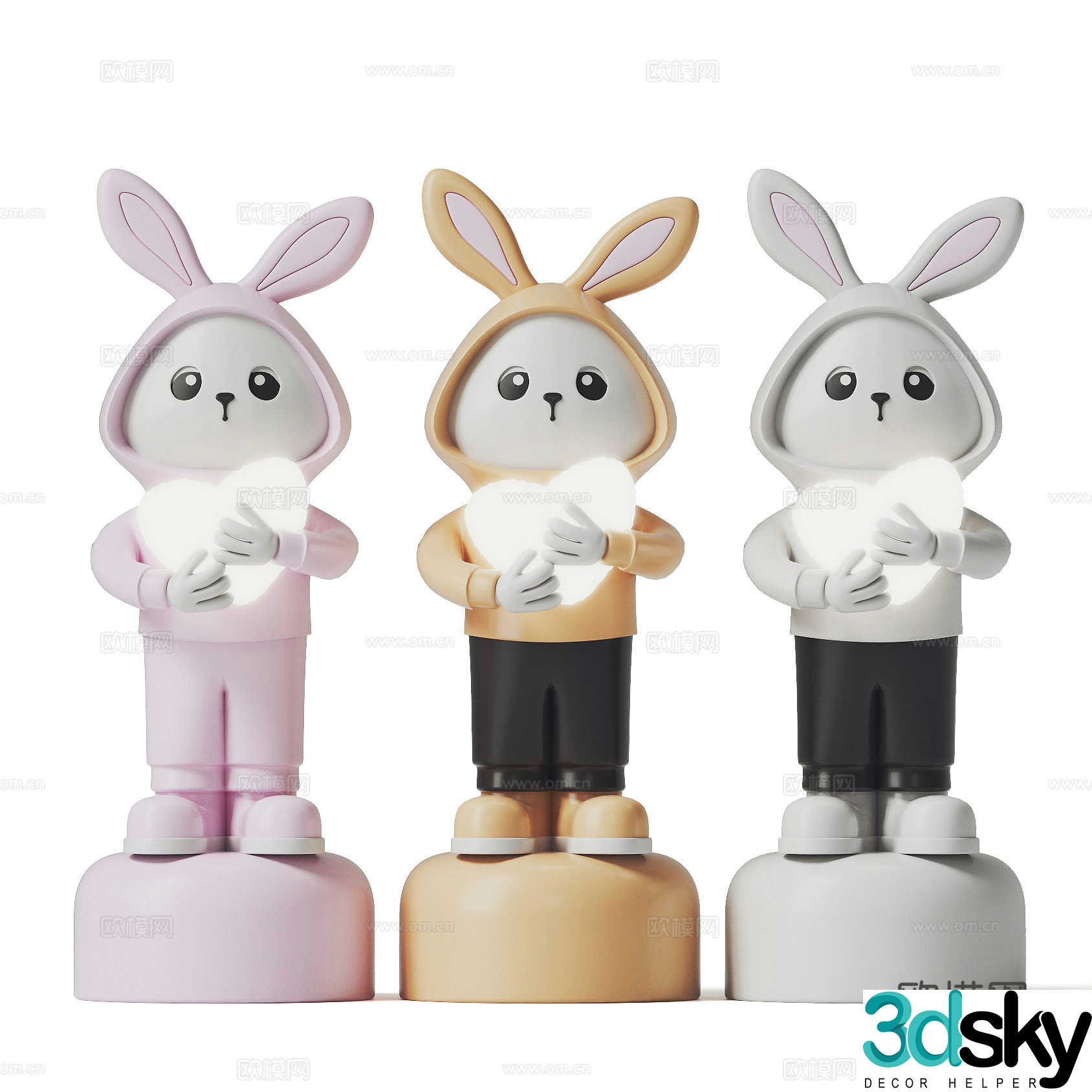 Modern little rabbit fashion ornament 3d model