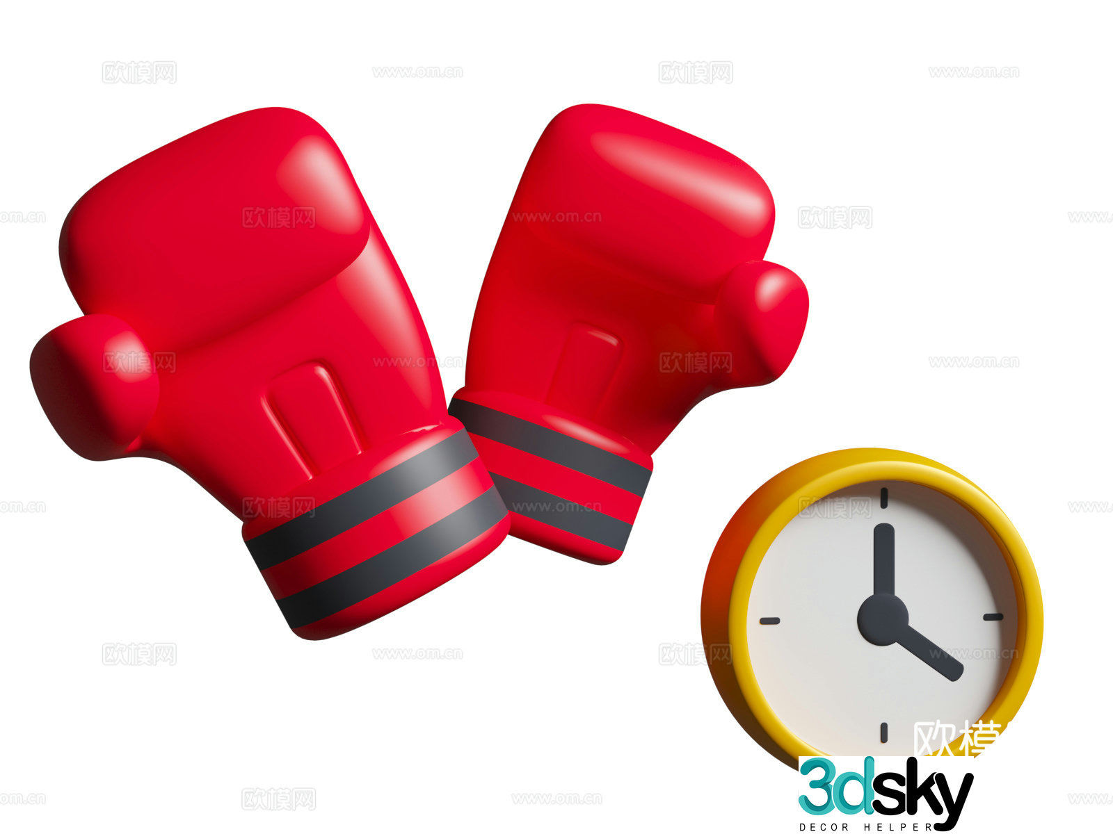 Cartoon ring boxing match boxing gloves cartoon boxing match cartoon boxing timer 3d model