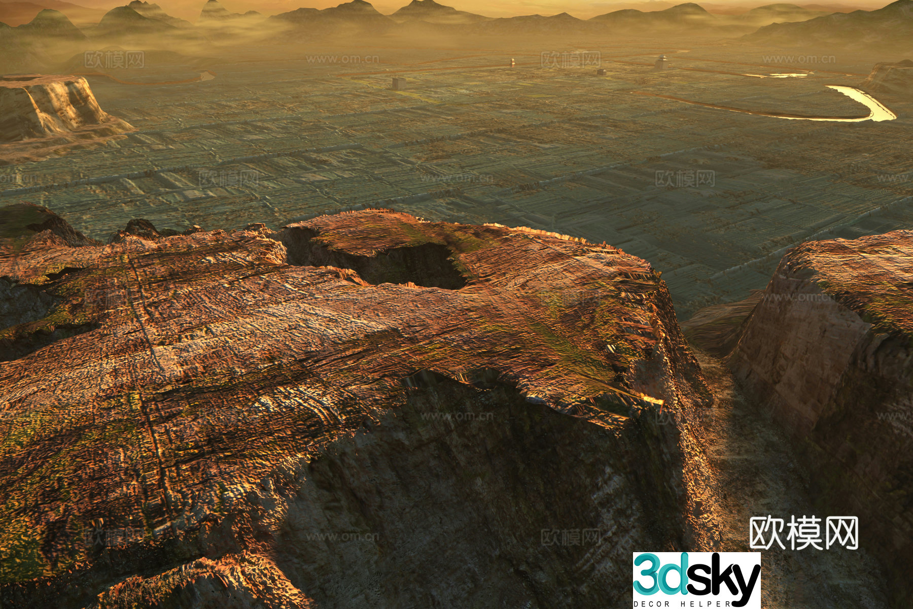 Modern cliff mountain range 3d model