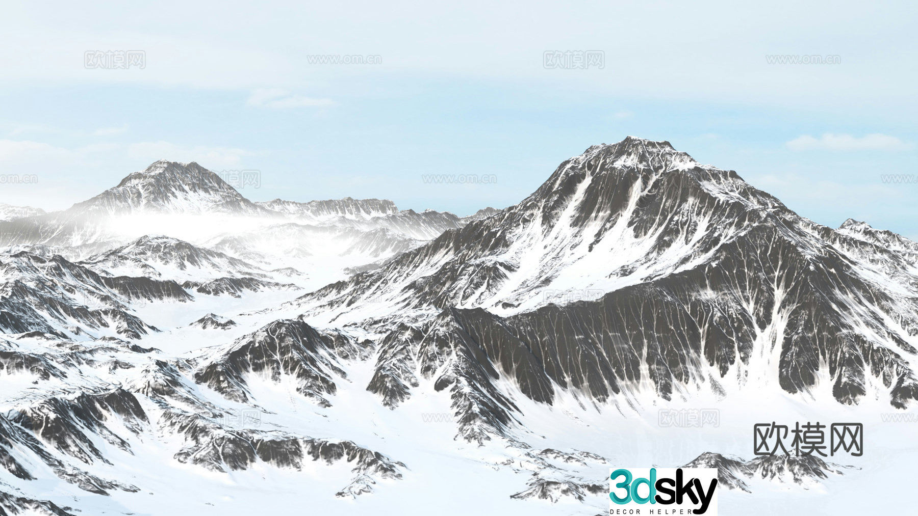 Modern snow mountain mountain range 3d model