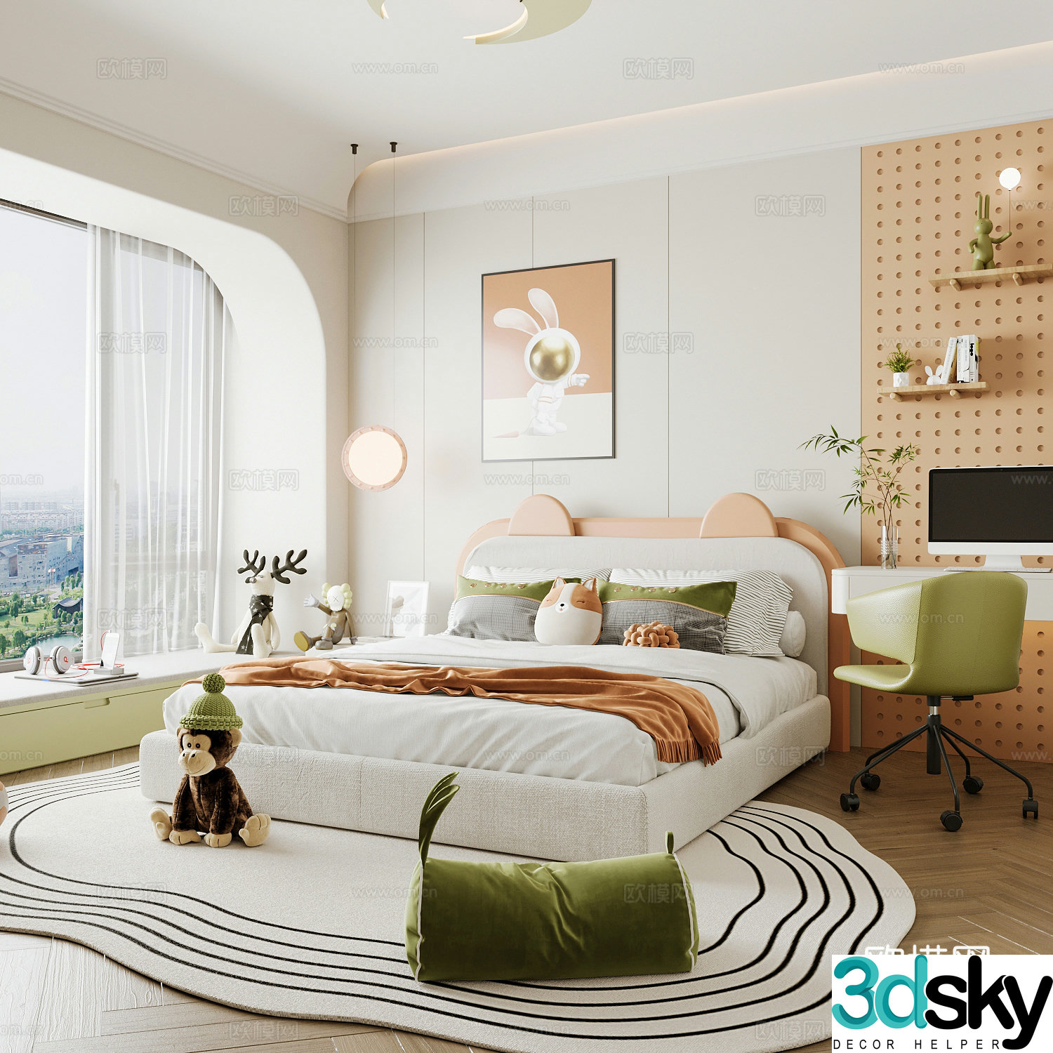 Modern children’s room boy’s room girl’s room children’s bed children’s wardrobe children’s desk 3d model
