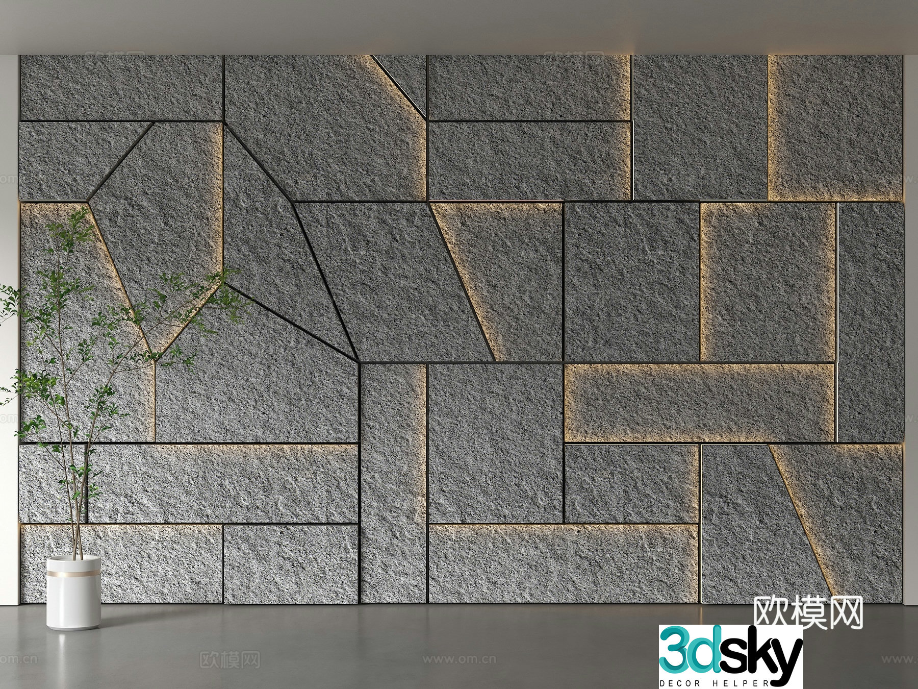 Modern porch background wall Stone background wall Geometric stone background wall Stone gradient background wall Rock 3d model