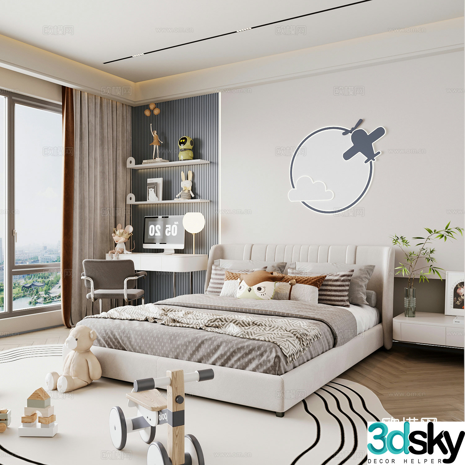 Modern children’s room boy’s room girl’s room children’s bed children’s wardrobe children’s desk 3d model