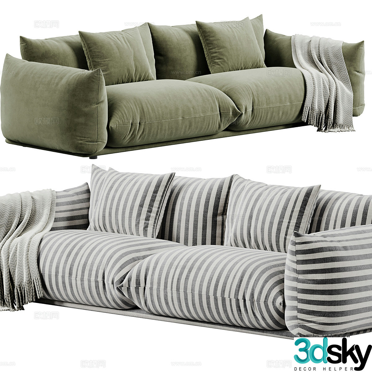 Modern Italian light luxury cream casual sofa 3d model