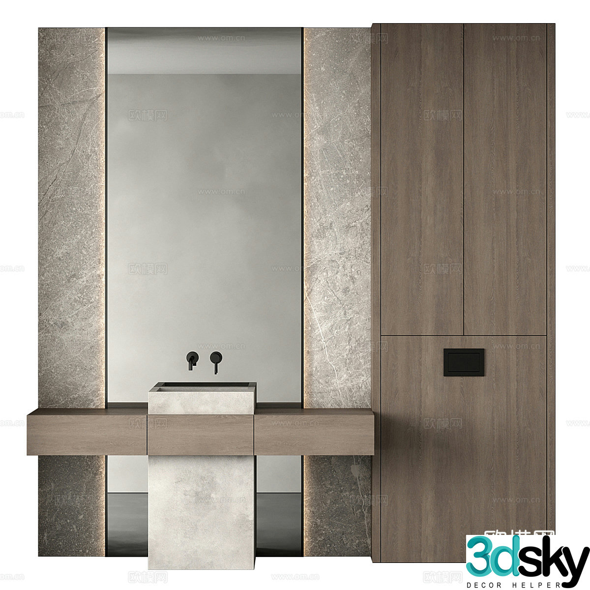 New Chinese style bathroom cabinet 3d model