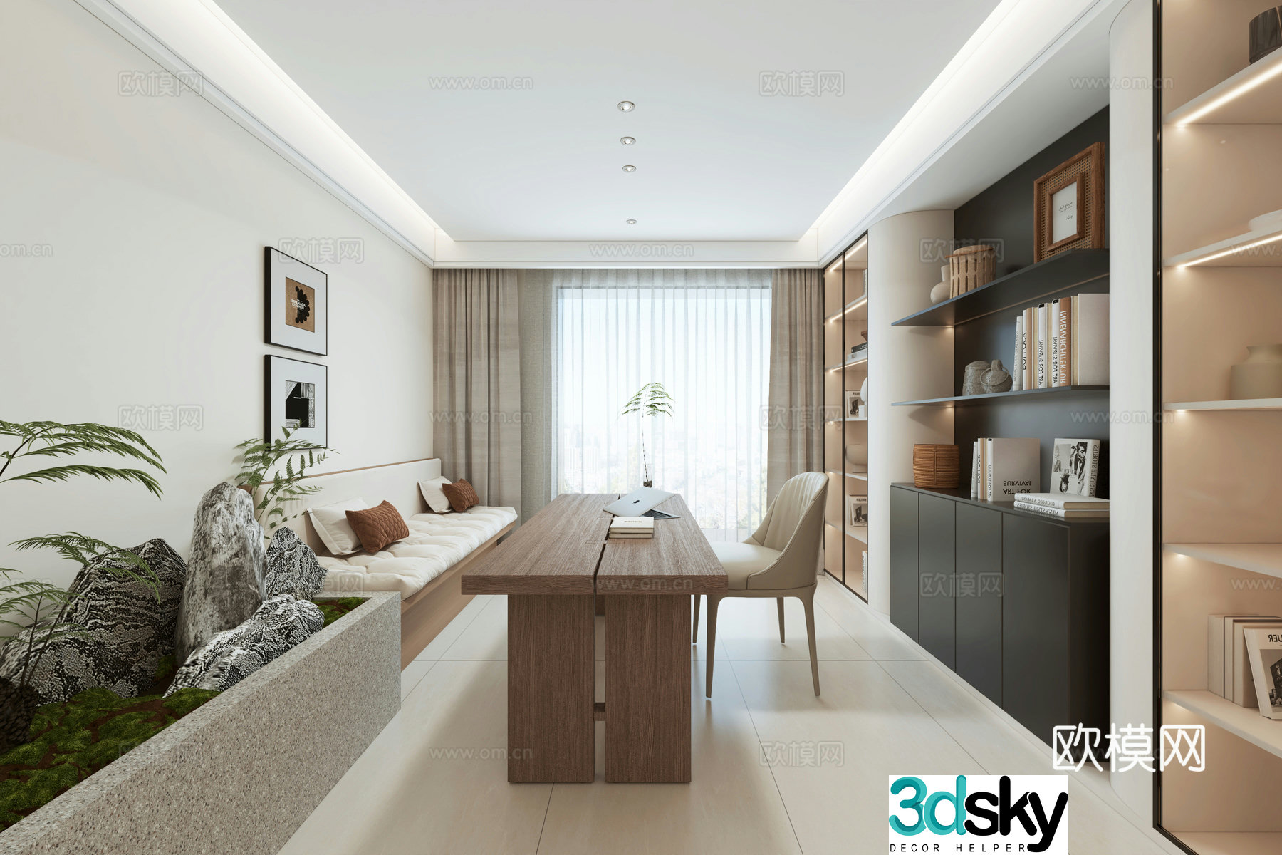 Modern minimalist living room 3d model