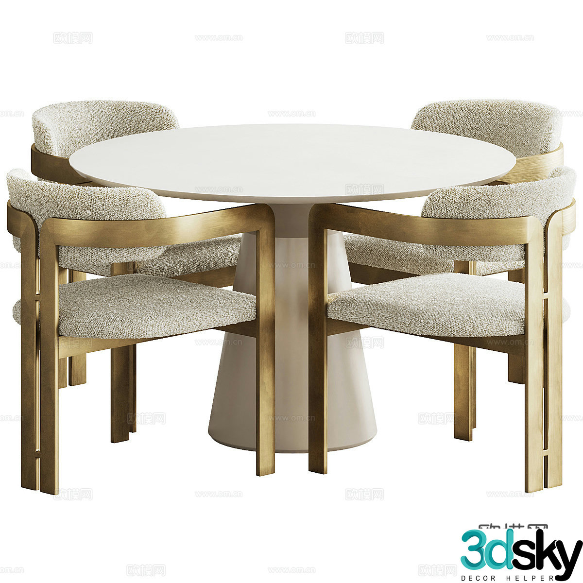New Chinese dining table and chair 3D model