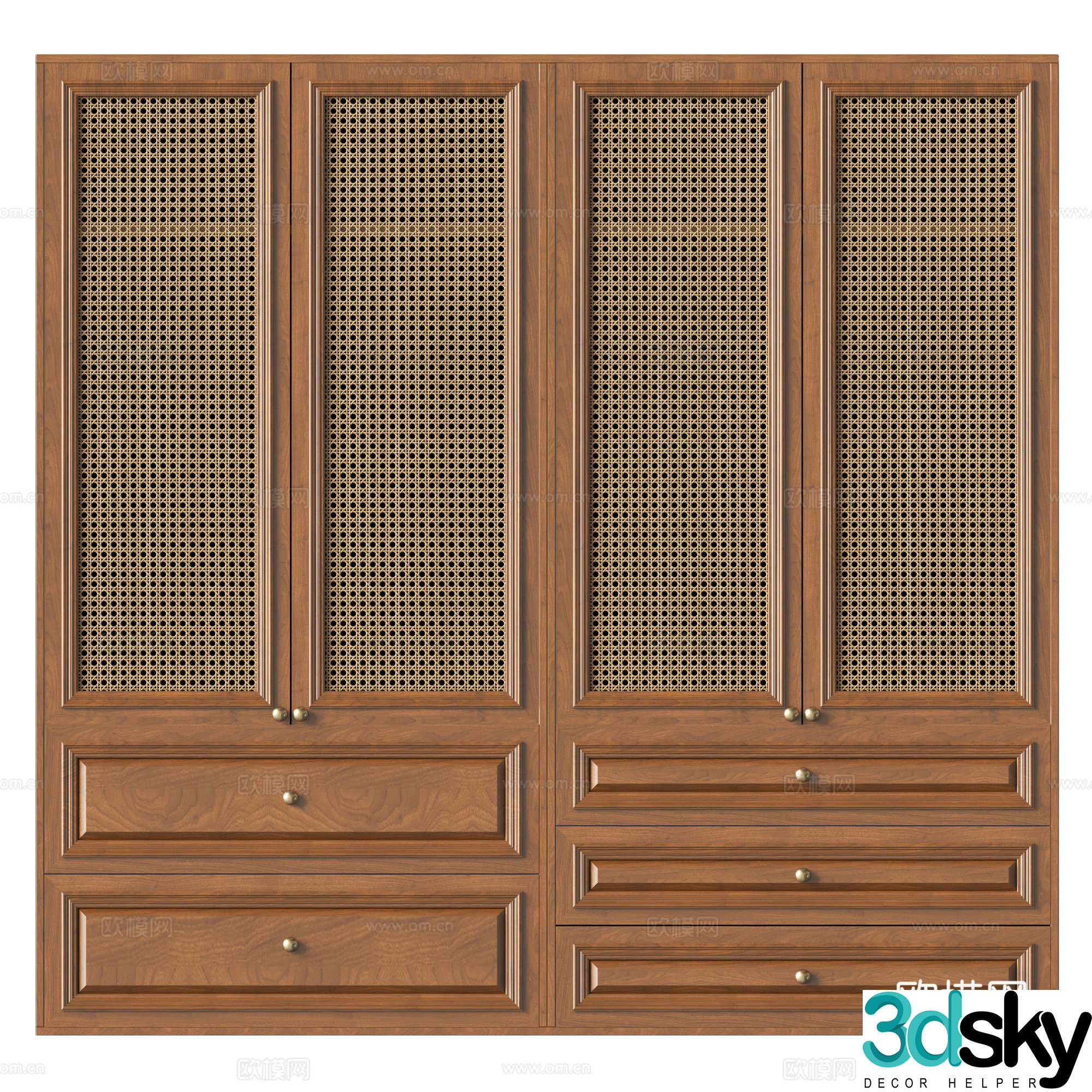Middle-aged wind wardrobe cabinet door 3d model