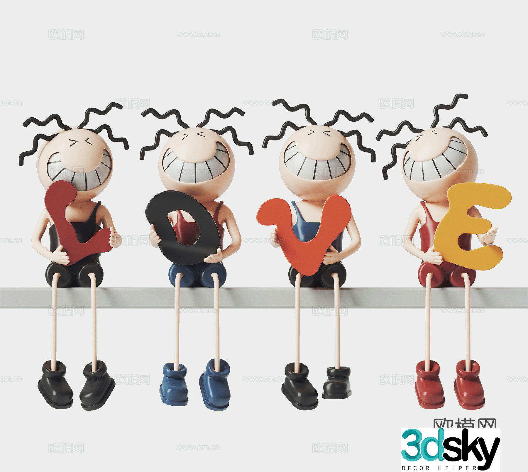 Modern little boy fashion ornament 3d model