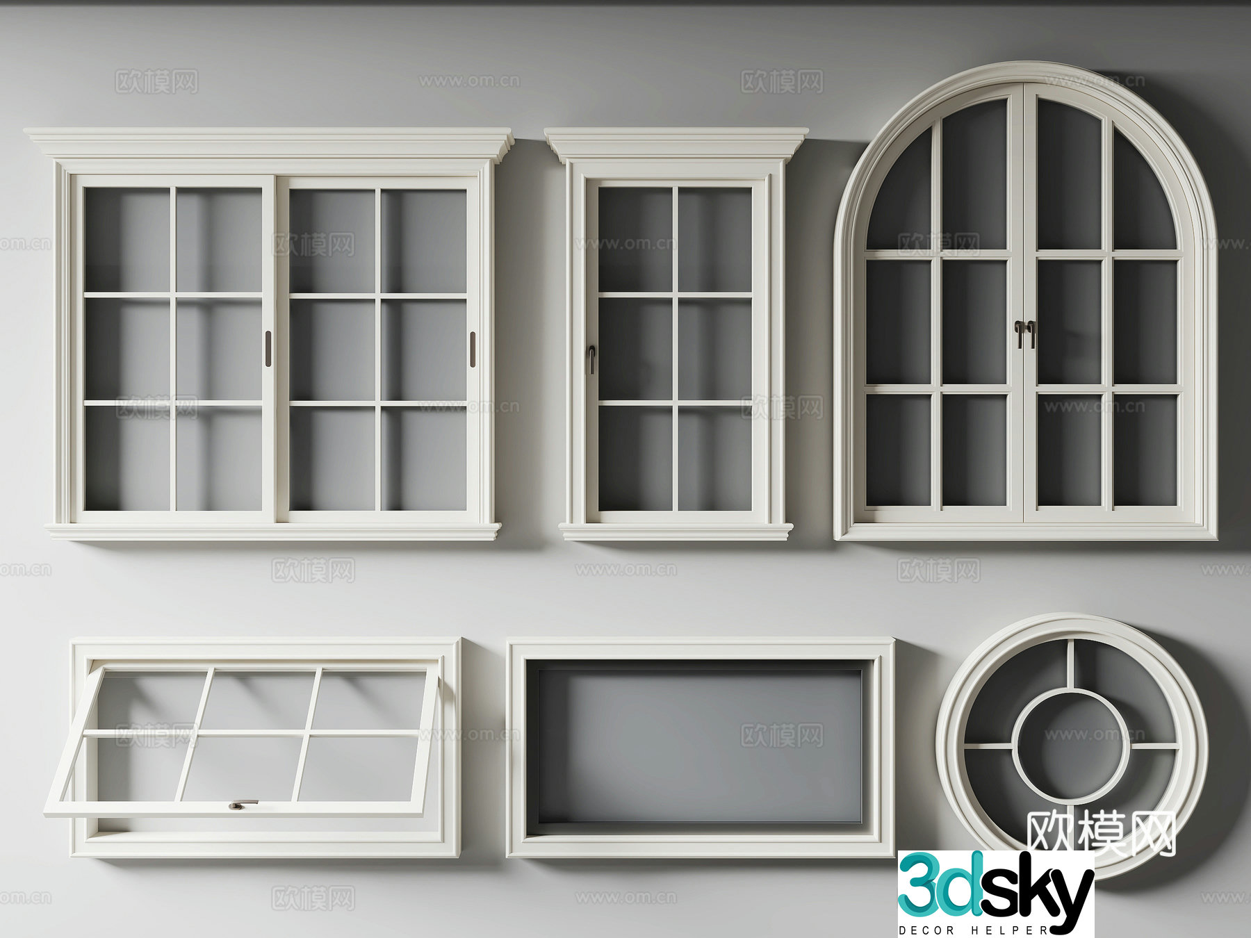 Simple European windows sliding windows casement windows 3D model