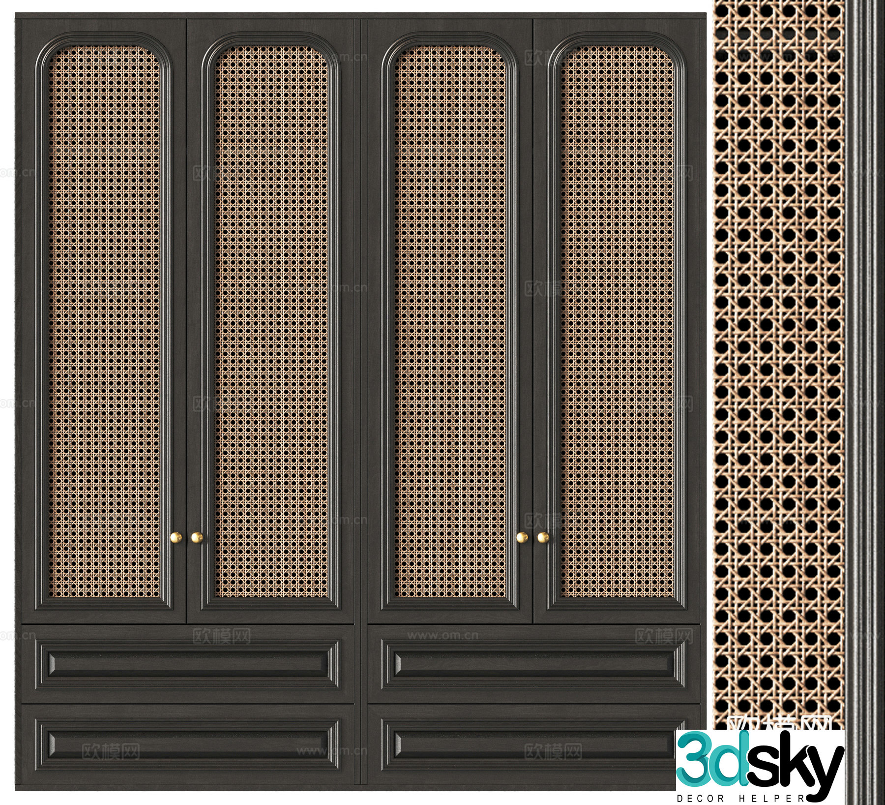 Middle-aged wind wardrobe cabinet door 3d model