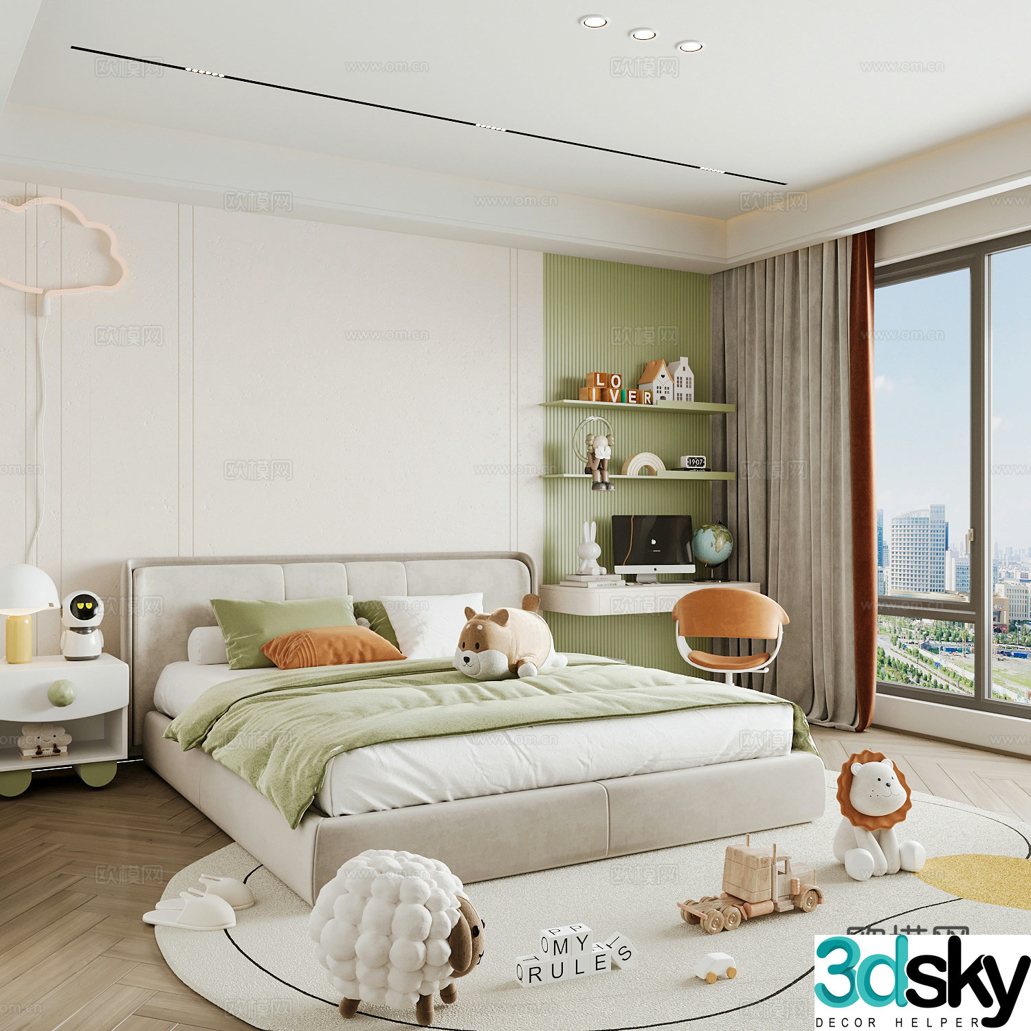 Modern children’s room boy’s room girl’s room children’s bed children’s wardrobe children’s desk 3d model