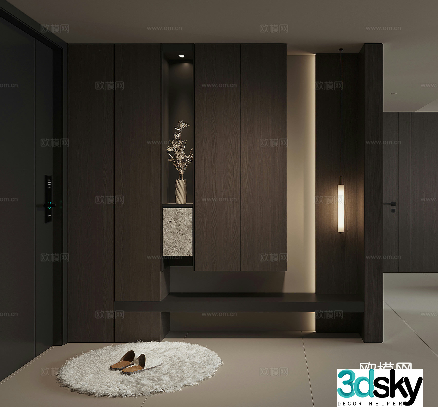 Modern home entrance shoe cabinet 3D model