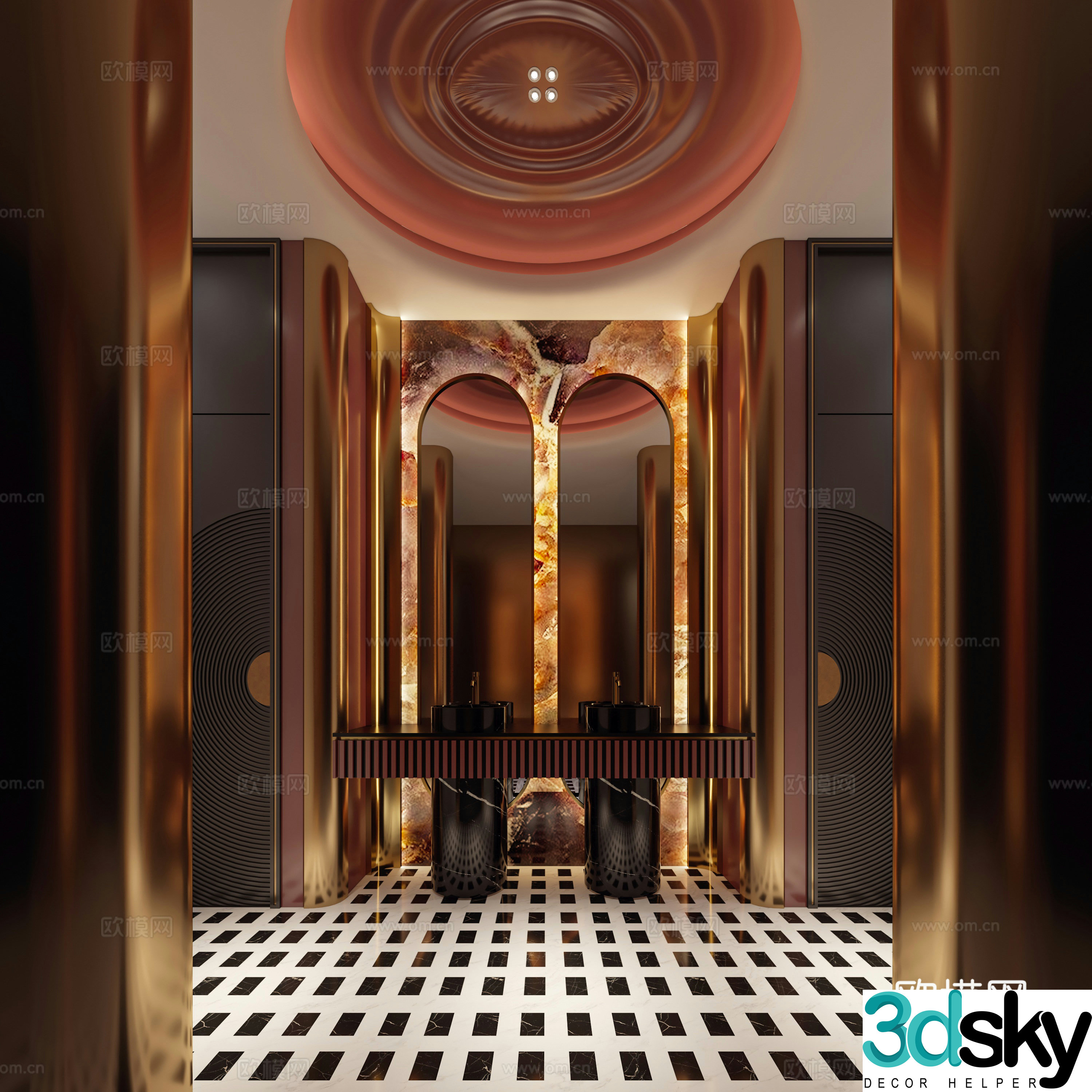 Modern light luxury hotel club toilet 3D model