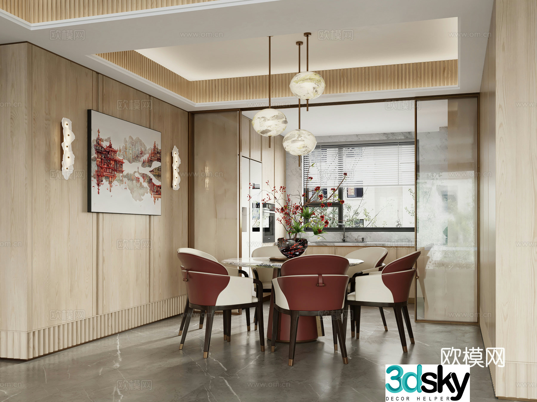 New Chinese restaurant kitchen 3d model