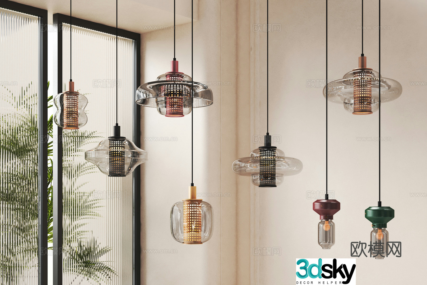 Modern glass chandelier 3d model