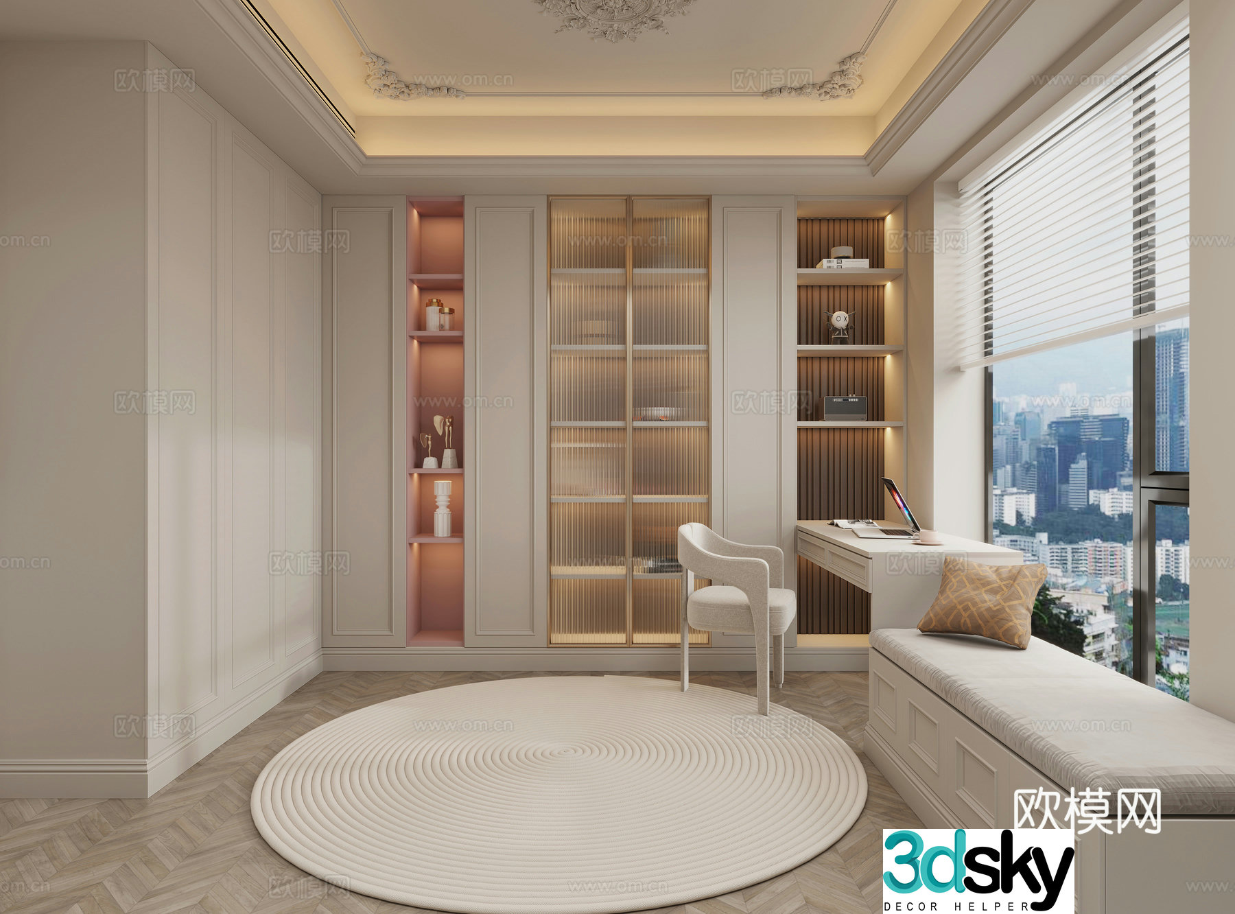 French cloakroom wardrobe dressing table 3d model