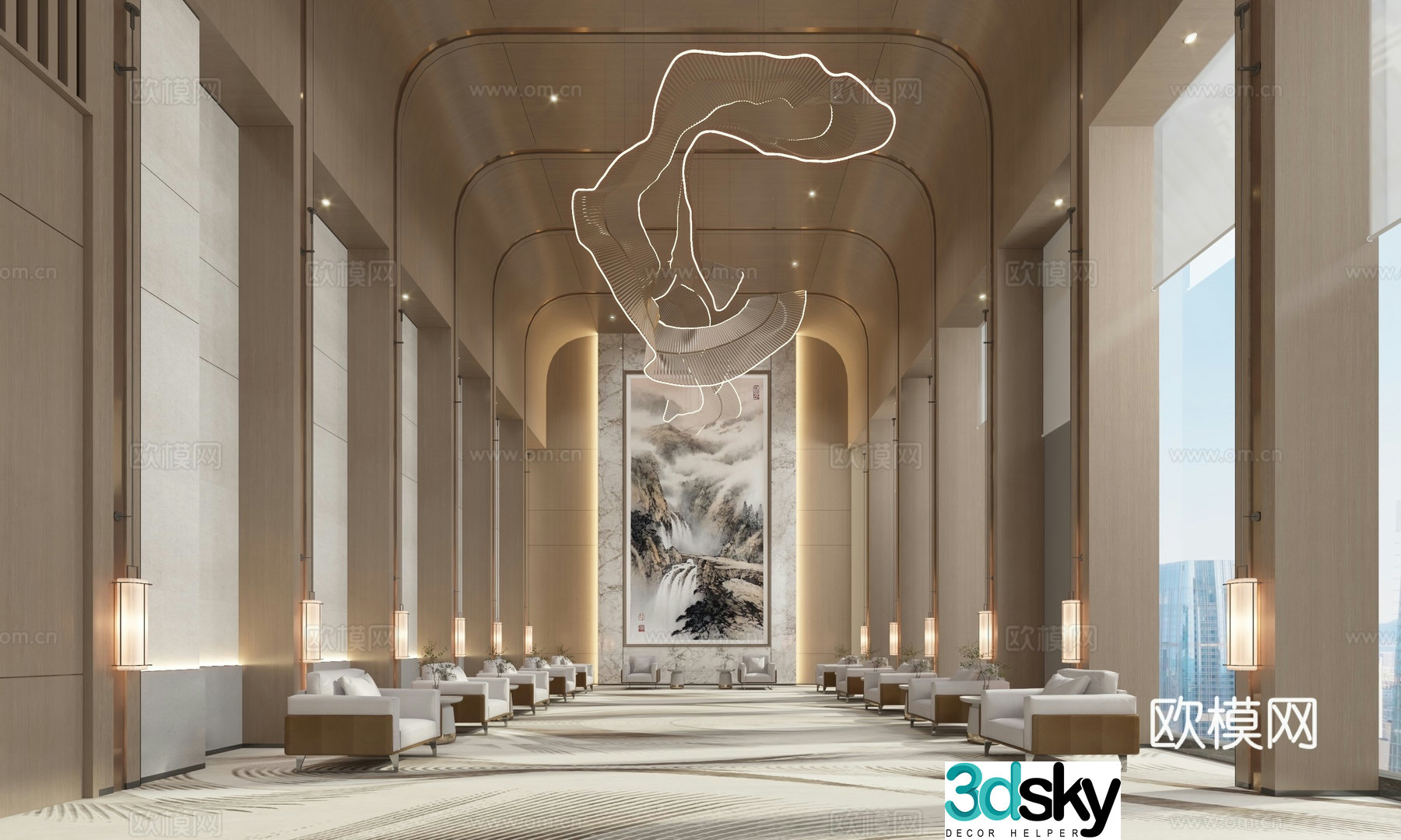 Modern light luxury VIP reception room 3D model