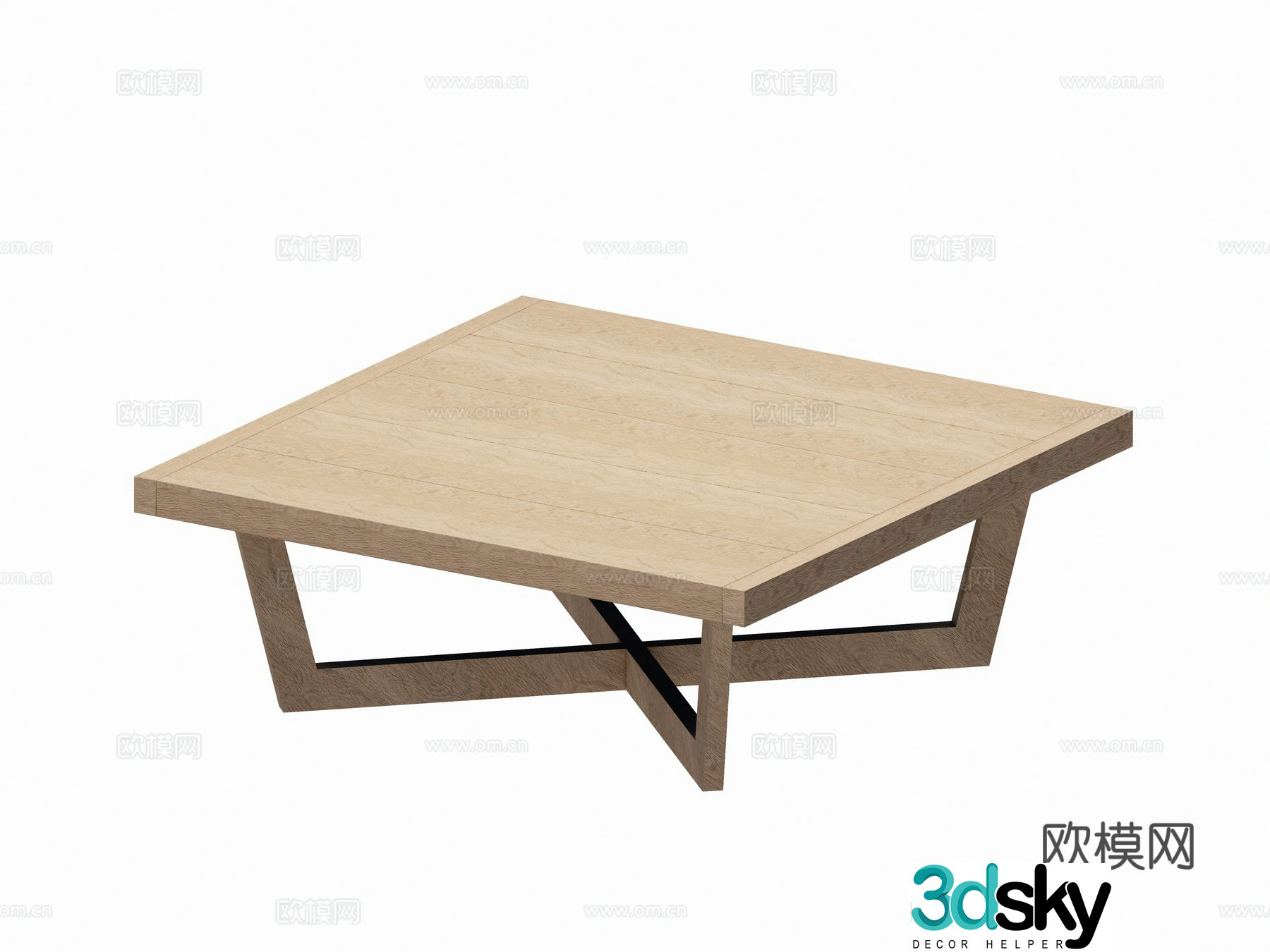 Modern courtyard outdoor teak log solid wood tea table square tea table combination 3D model