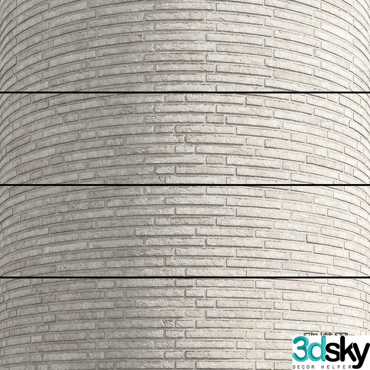 New Chinese style blue brick wall 3D model