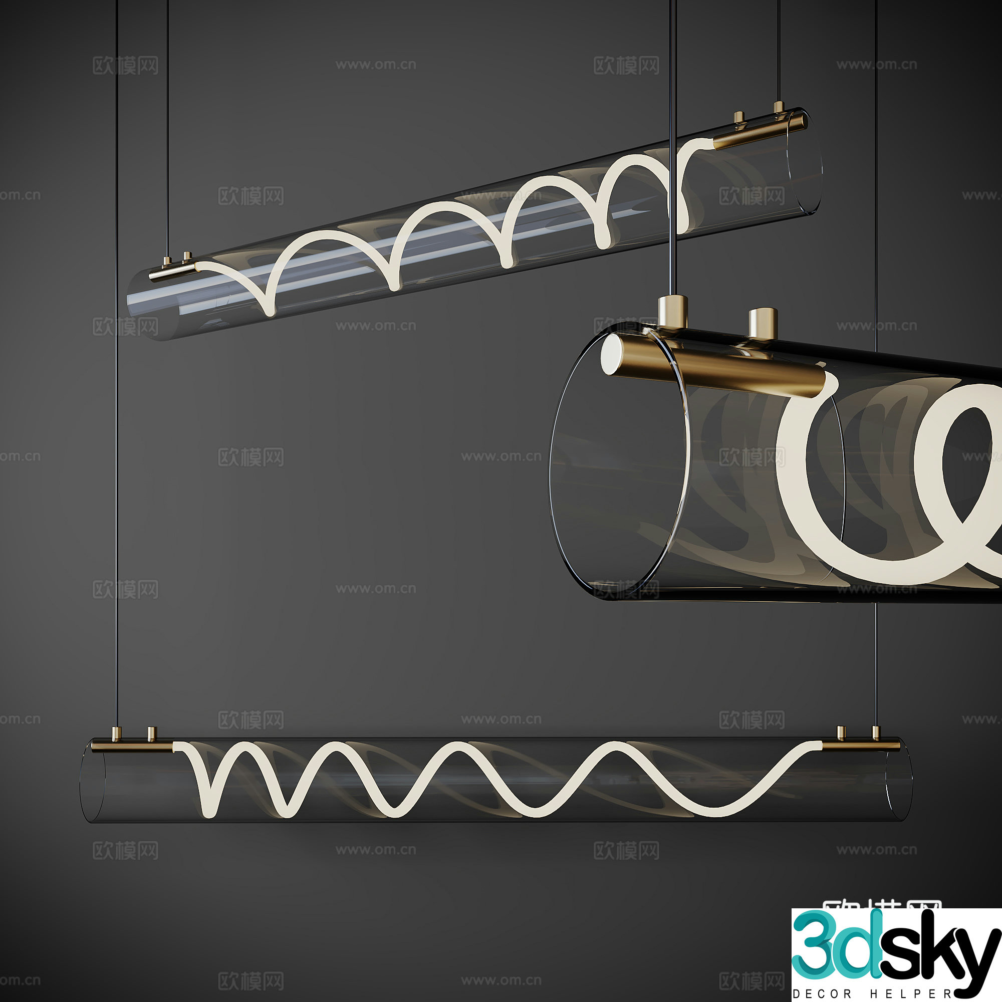 Chandelier Glass Chandelier Metal Chandelier Long Strip Chandelier Small Chandelier Restaurant Chandelier Art Chandelier 3D Model