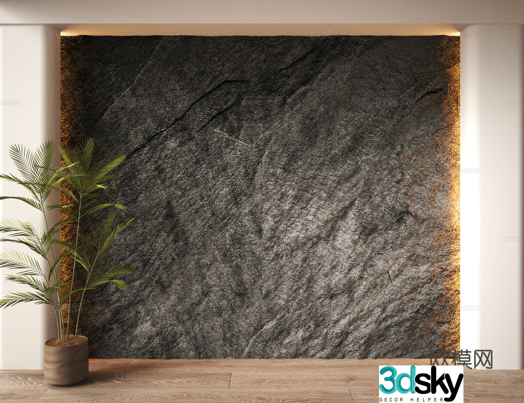 Modern wool stone background wall 3d model
